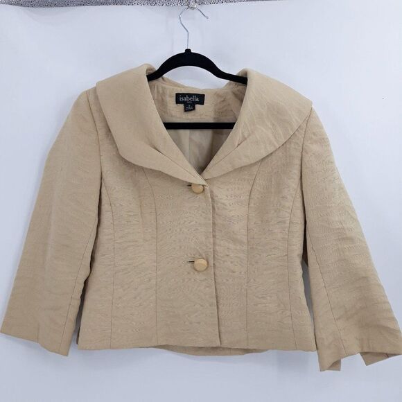 Vtg 80's Isabella Suits Blazer Large Lapel Tiger Textured Single Breasted Sz 8 - Picture 1 of 10